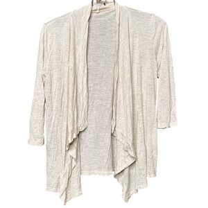 Lilla P Cottagecore Oatmeal Heathered Drape Front Cardigan Sweater Women M Boho